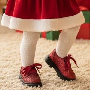 Cat & Jack NWOT Burgundy Sparkle Size 7 Dress Shoe